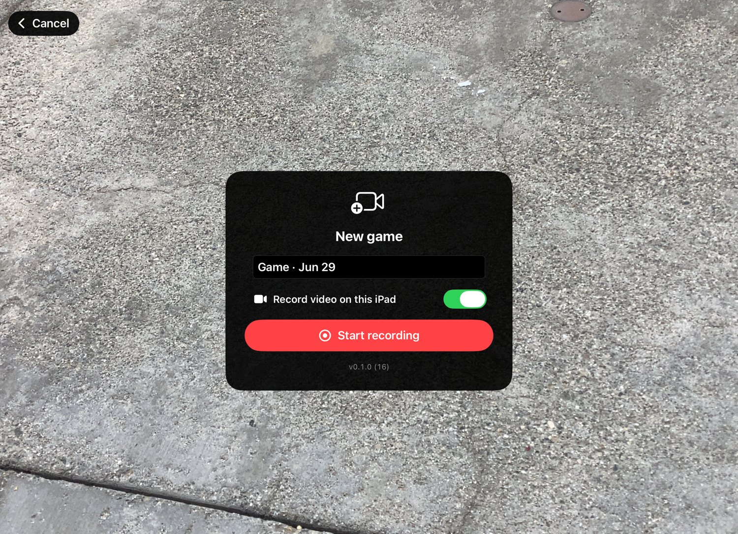 The new game setup screen